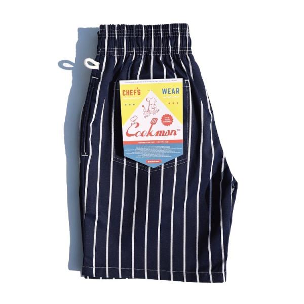 COOKMAN クックマン Chef Pants Short Stripe Navy シェフパンツ ...