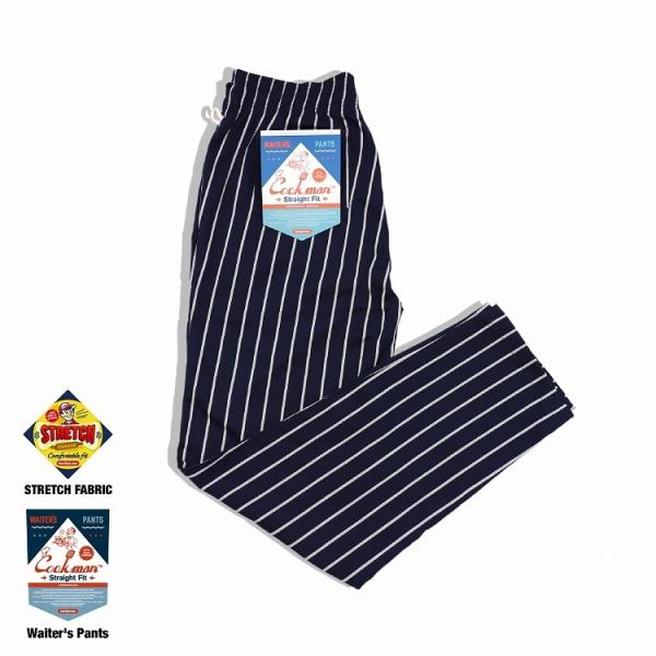 COOKMAN クックマン Waiter&apos;s Pants Stripe Navy ウェイターパンツ ...