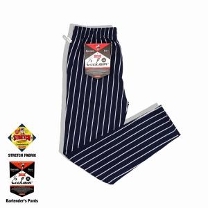 COOKMAN クックマン Bartender's Pants Stripe Navy  バーテンダーパンツ ストライプネイビー ロング 231-01865｜motobluez-store