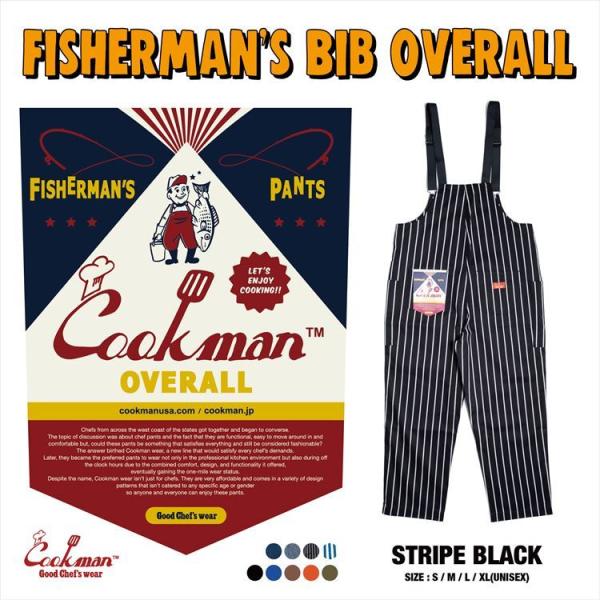 COOKMAN クックマン Fisherman&apos;s Bib Overall Stripe Black...