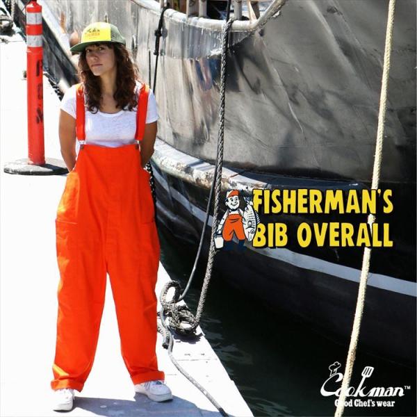 COOKMAN クックマン Fisherman&apos;s Bib Overall Orange フィッシャ...