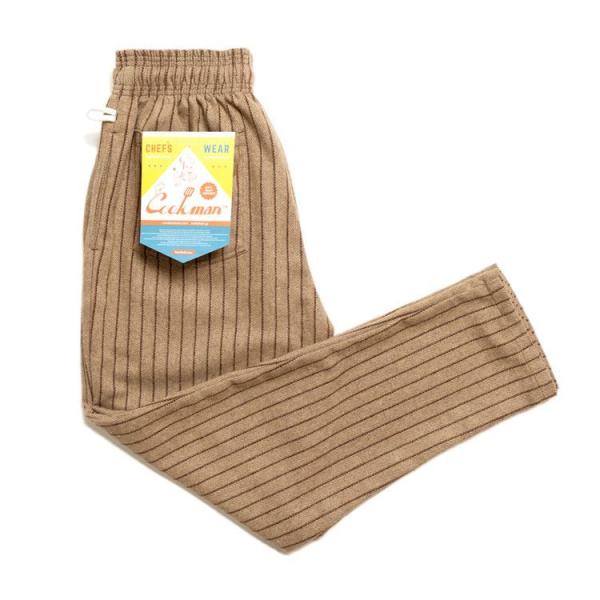 COOKMAN クックマン Chef Pants Wool Mix Stripe Beige シェフ...