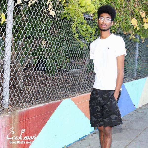 COOKMAN クックマン Chef Pants Short Ripstop Camo Black ...