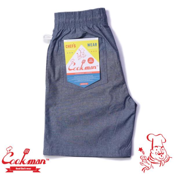 COOKMAN クックマン Chef Pants Short Chambray Light Blue...