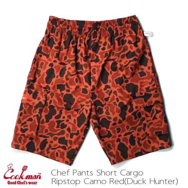 COOKMAN クックマン Short Cargo Ripstop Camo Red  Duck H...