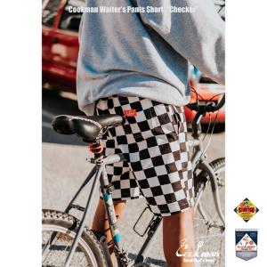 COOKMAN クックマン Waiter's Pants Short Checker Black ウェイターズ パンツ ショート チェッカー ブラック ハーフパンツ 231-21931｜motobluez-store