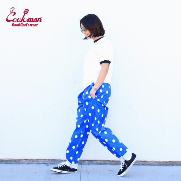 COOKMAN クックマン シェフパンツ Chef Pants Big dots Blue ビッグド...