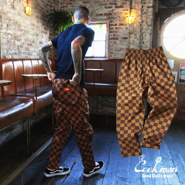 COOKMAN クックマン シェフパンツ Chef Pants Checker Brown チェッカ...