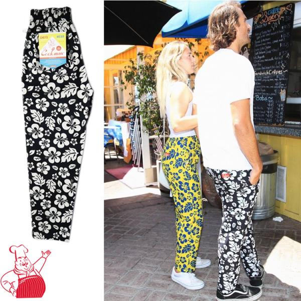 COOKMAN クックマン シェフパンツ Chef Pants Hibiscus Black ハイビ...