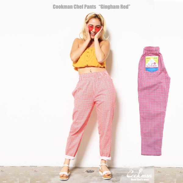 COOKMAN クックマン シェフパンツ Chef Pants Gingham Red ギンガムチェ...
