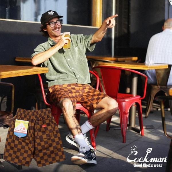 COOKMAN クックマン Chef Pants Short Checker Brown ショート ...