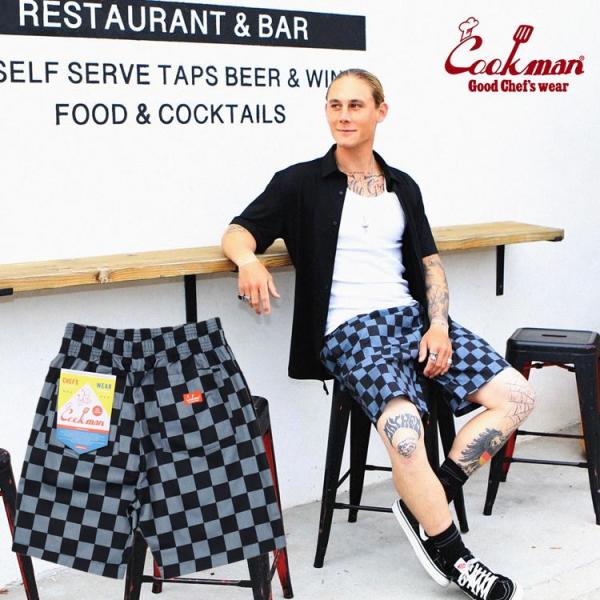COOKMAN クックマン Chef Pants Short Checker Charcoal ショ...