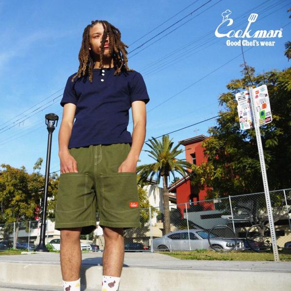 COOKMAN クックマン Chef Pants Short Front pocket Olive ...