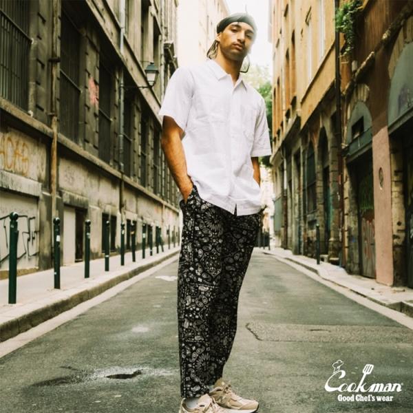 COOKMAN クックマン Chef Pants Paisley Black シェフパンツ ブラック...