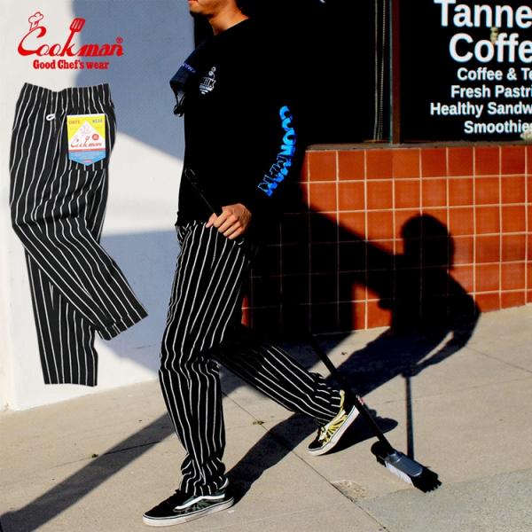 COOKMAN クックマン Chef Pants Duck Canvas Stripe Black ...