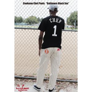 COOKMAN クックマン Chef Pants Baltimore Black Soxs シェフパンツ ボルチモア・ブラックソックス 231-33851｜motobluez-store