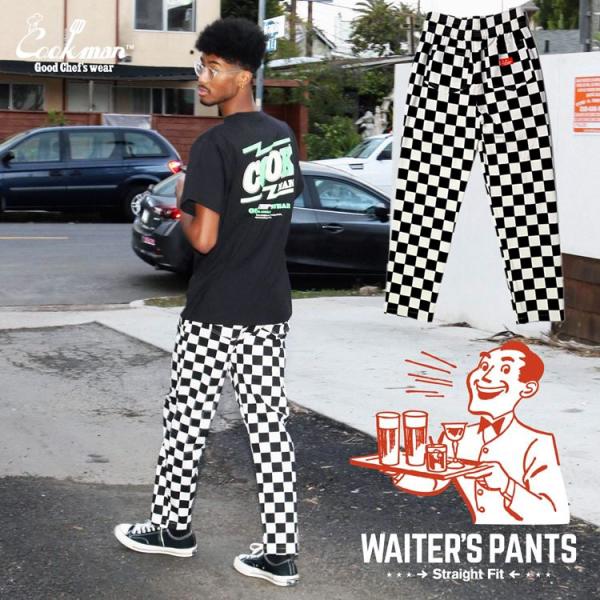 COOKMAN クックマン Waiter&apos;s Pants Checker Black ウェイターパン...