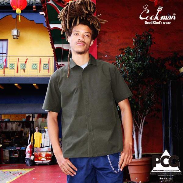 COOKMAN クックマン Work Shirts Short Sleeve Light Olive...