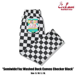 COOKMAN クックマン Chef Pants Semiwide 11oz Washed Duck Canvas Checker Black シェフパンツ チェッカーブラック ロング 231-53804｜モトブルーズ宝塚