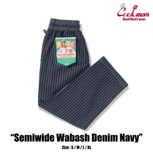 COOKMAN クックマン Chef Pants Semiwide Wabash Denim Navy シェフパンツ ウォバッシュデニム ロング 231-53819｜モトブルーズ宝塚