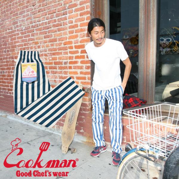 COOKMAN クックマン Chef Pants Wide Stripe Navy シェフパンツ ワ...