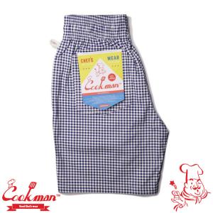 COOKMAN クックマン Chef Pants Short Gingham check Navy ショート シェフパンツ ギンガムチェック ネイビー ハーフパンツ 231-83841｜motobluez-store