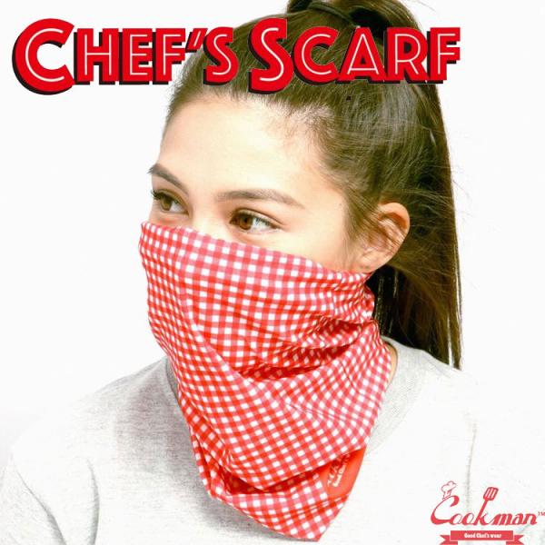 COOKMAN Chef&apos;s Scarf Gingham Red シェフズスカーフ ギンガムレッド ...