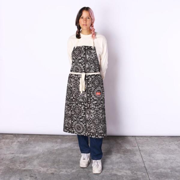 COOKMAN クックマン Long Apron Paisely Black ロングエプロン ペイズ...