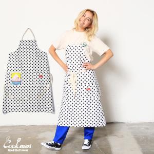 COOKMAN クックマン Long Apron Dots White ロングエプロン ドット ホワイト 233-32905｜motobluez-store