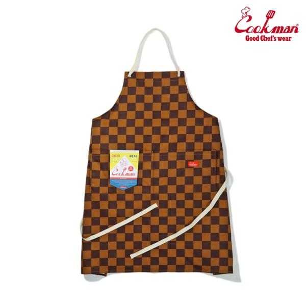 COOKMAN クックマン Wide Pocket Apron Checker Brown ワイドポ...