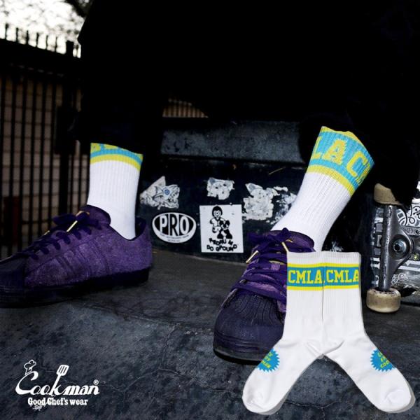 COOKMAN クックマン Rib Crew Socks CMLA logo White リブ クル...