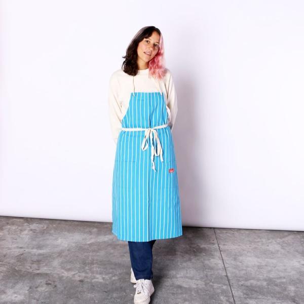 COOKMAN クックマン Long Apron Stripe L／Blue ロングエプロン ストラ...