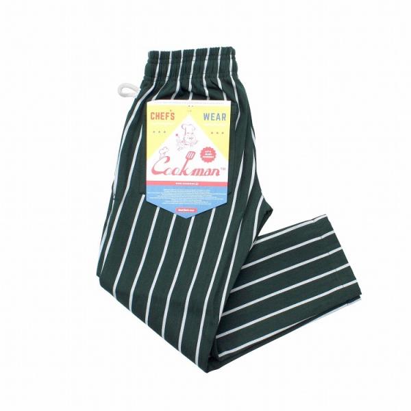 COOKMAN クックマン Chef Pants Stripe Dark Green Kids Si...