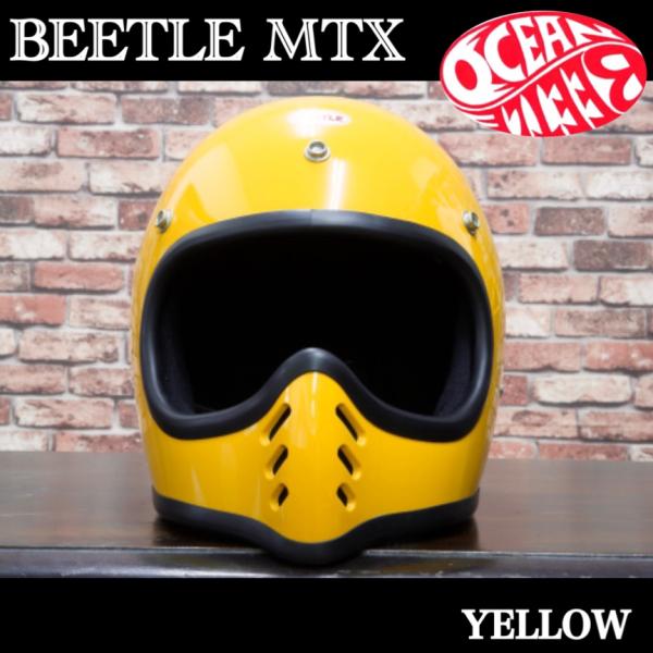 オーシャンビートル　ヘルメット　BEETLE MTX MOTO STYLE HELMET イエロー ...