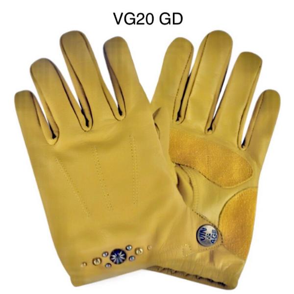 Vin＆Age　ヴィンアンドエイジ　ショートグローブ　オールドスクール　本革　牛革　ゴールド　VG2...