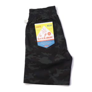 COOKMAN/クックマン　ショートシェフパンツ　Chef Pants Short Ripstop Camo Black (Woodland)（ユニセックス）カモブラック　ハーフパンツ　｜motobluezkobe
