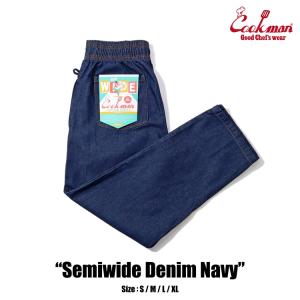 COOKMAN/クックマン　シェフパンツ セミワイド  Chef Pants Semiwide 「 Denim Navy」（ユニセックス）デニム　ネイビー　スケーター｜motobluezkobe