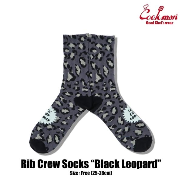 COOKMAN/クックマン　ソックス 　靴下　 Rib Crew Socks　『Black Leop...