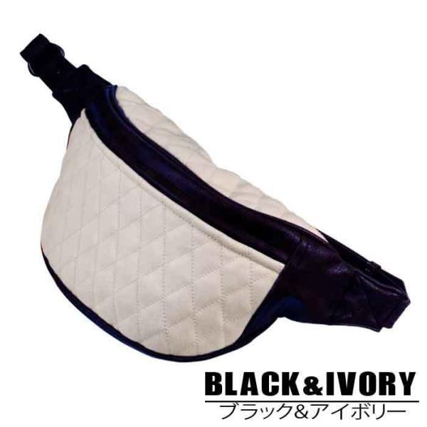 DIN MARKET／ディンマーケット ファニーパック　カラー：ブラック＆アイボリー｜シンセティック...