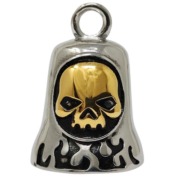 【送料無料！】バイカーベル Gold Skull Fire｜お守り・魔除け・バイカー・グレムリンベル...