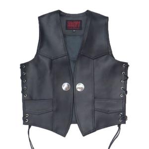 美品 WILSONS LEATHER レザーベスト ビッグサイズXXL ブラック レザーベスト 本革 メンズ バイカー Hotleathers サイドレース