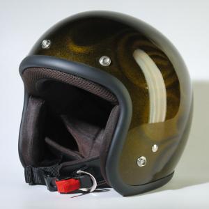 【72JAM HELMET】ジャムテック 72JAM ジェット ヘルメット  GHOST FLAME(ゴールド)｜FREEサイズ(57〜60cm未満)｜ ＜JG-15＞SG／PSC規格適合｜motobluezkobe