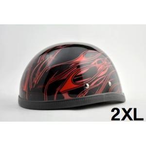 HORIZON　イーグルタイプ 装飾用ハーフヘルメット 「MULTI SKULL FLAMES」 レッド−サイズ2XL｜motobluezkobe