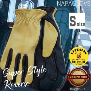 SUPER STYLE【875REV】Sサイズ   鹿革/ プレーン ゴールド/ブラック NAPA GLOVE スーパースタイル　ディアスキン