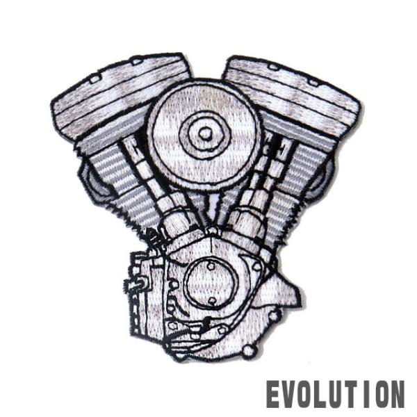 【刺繍パッチ】HARLEY-DAVIDSON　エンジンパッチ　エボリューション　パッチ　ハーレーダビ...