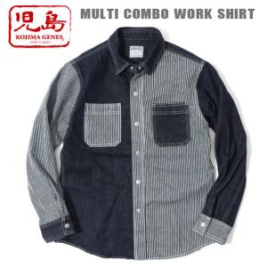 児島ジーンズ　マルチコンボワークシャツ　カラー：インディゴ/ヒッコリー　KOJIMA GENES MULTI　COMBO WORK SHIRT（RNB-281S)｜motobluezkobe