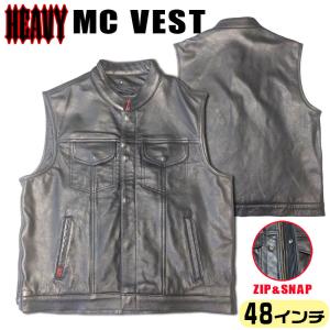 （48インチ）HEAVY《ＭＣベスト》 ジップ＆スナップ　モトブルーズ　後ろ1枚革　クラブベスト｜motobluezkobe