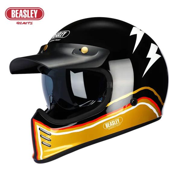 【BEASLEY】フルフェイスモーターサイクルヘルメット　LIGHTNING-BRIGHT BLAC...