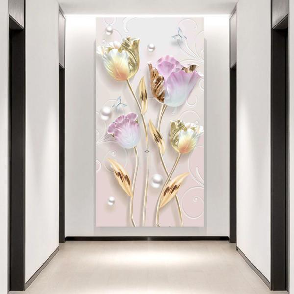 5D刺繍 フルダイヤモンド アート 花 植物  壁に貼るフレーム ビーズ 絵画 DIY 手芸キット ...