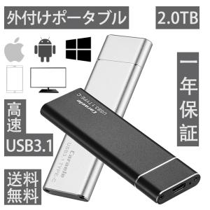 ポータブル 2TB 外付け SSD ソリッドステートドライブ 簡易パッケージモデル TypeC USB3.1 ブラック シルバー 送料無料